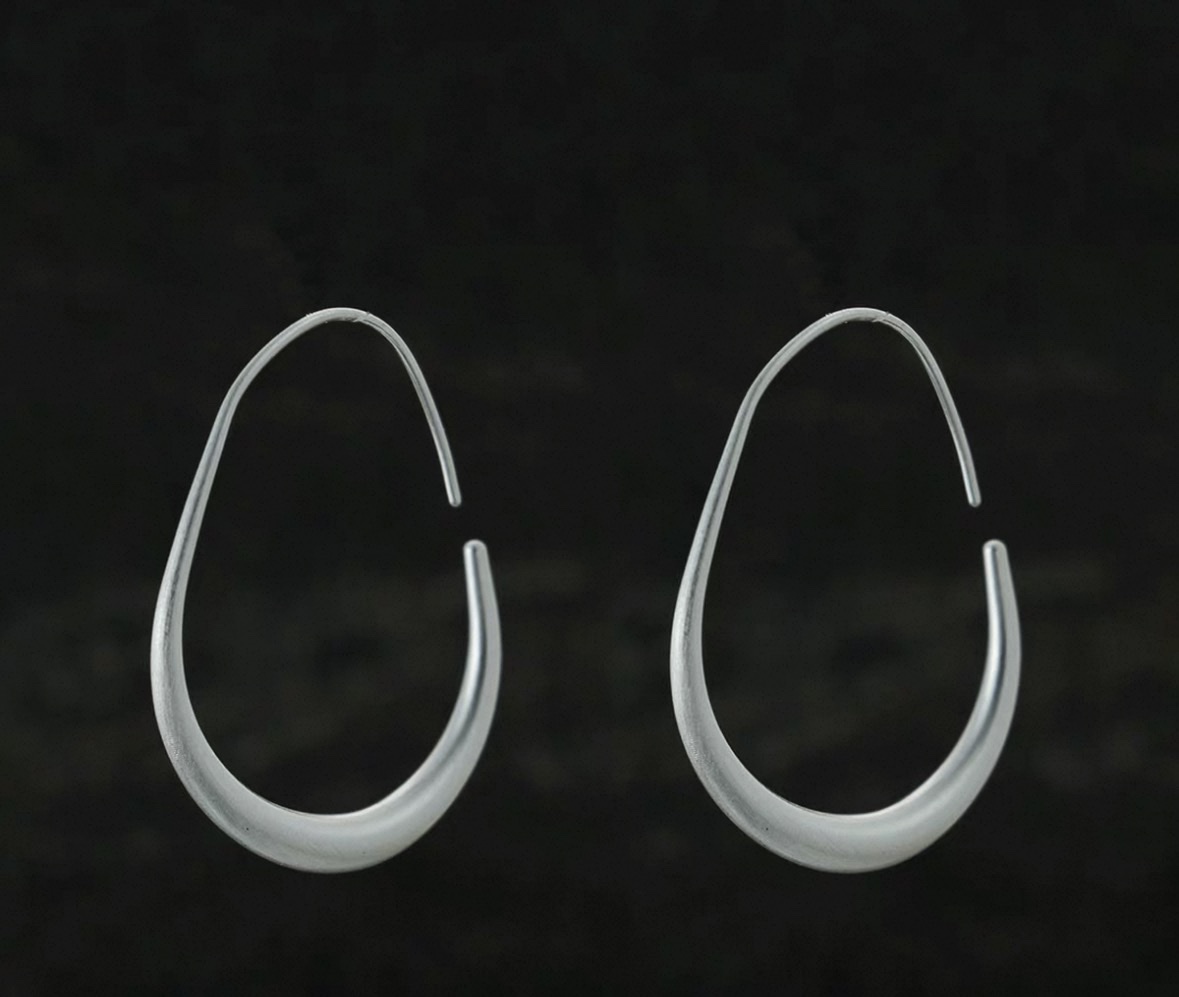 黄铜耳饰 水滴素圈大耳环金属风高级感轻奢时尚独特七夕耳环