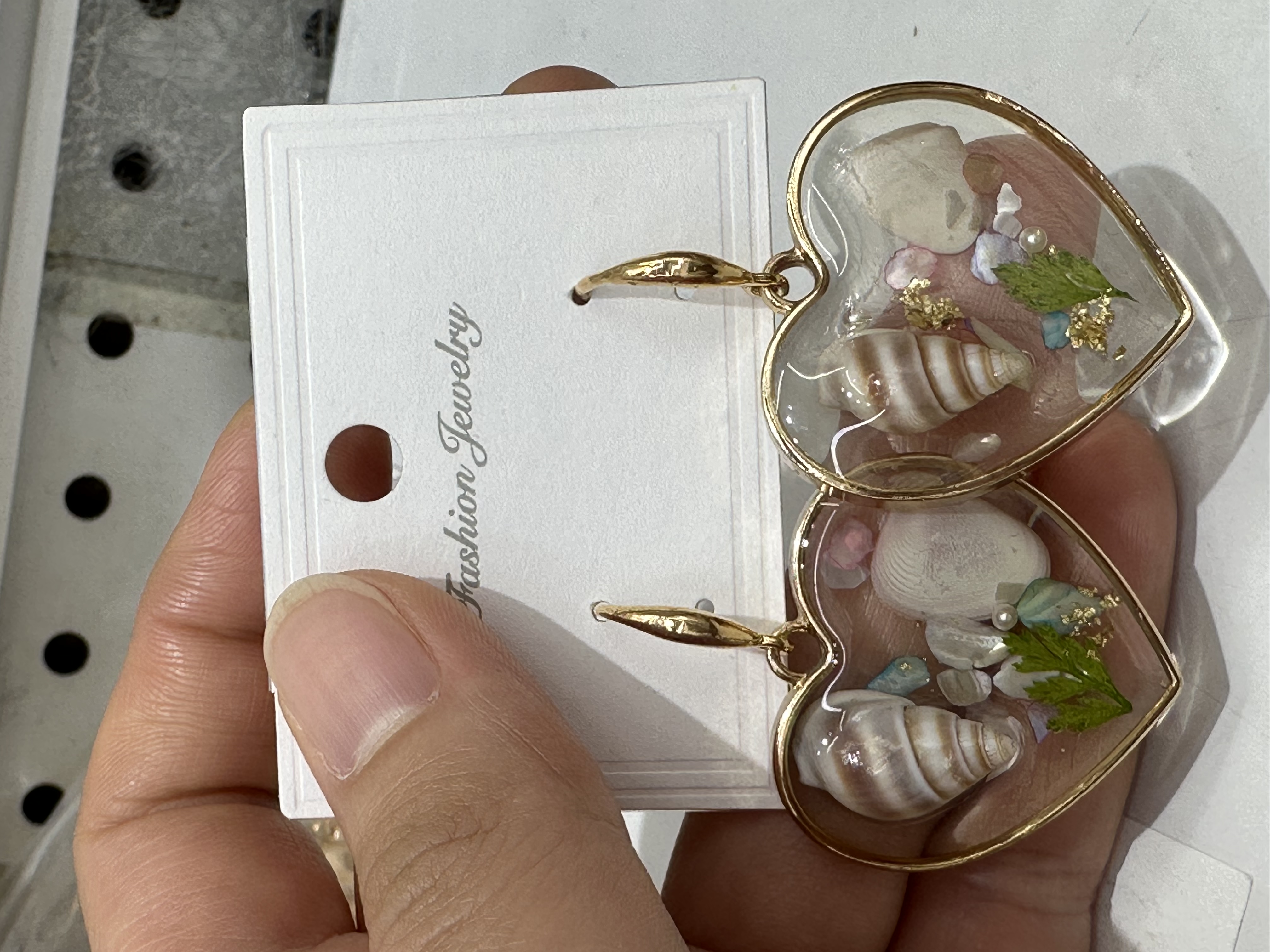 跨境时尚小清新海洋贝壳滴胶气质·耳环 个性不规则几何爱心耳坠