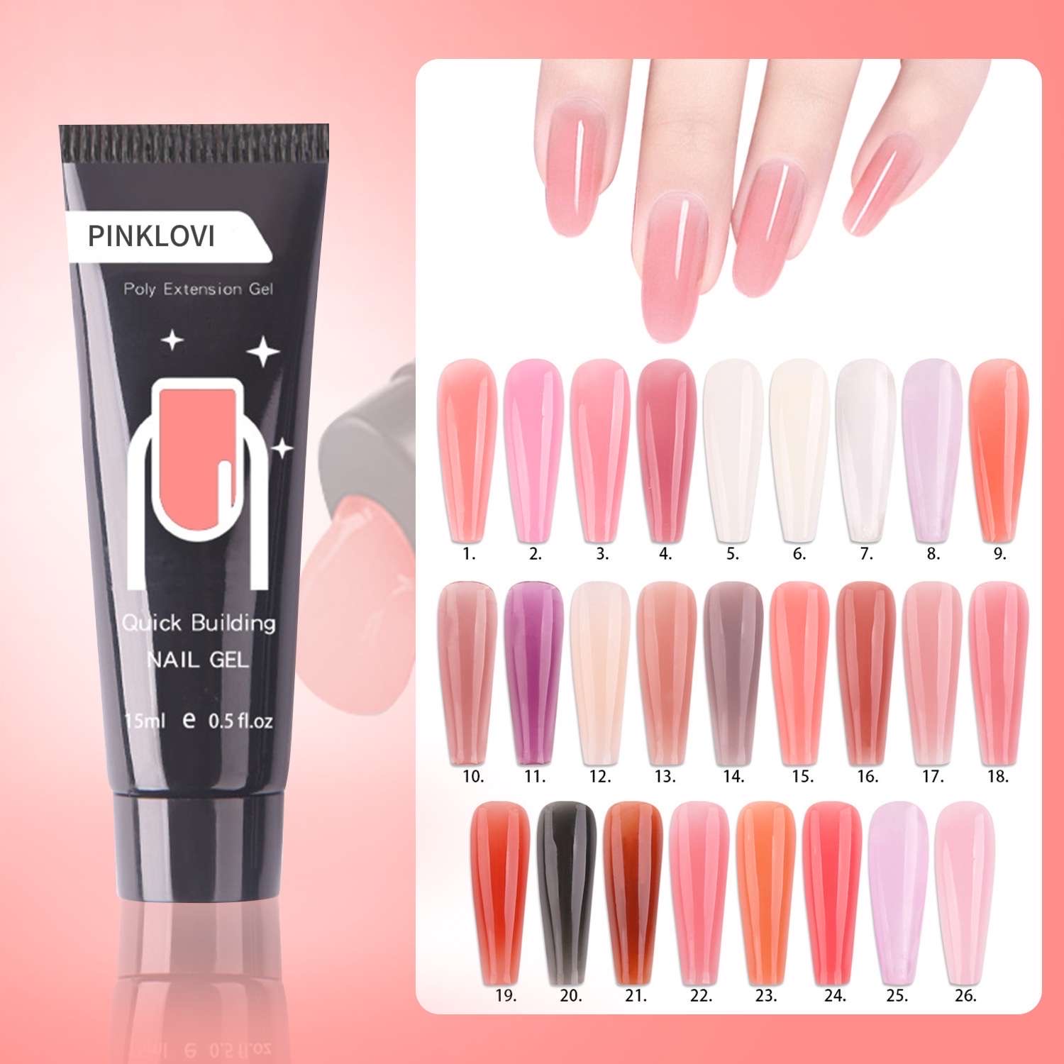 15ml tube-packed quick extension glue UV solid no-rinse crystal model glue available in multiple colors