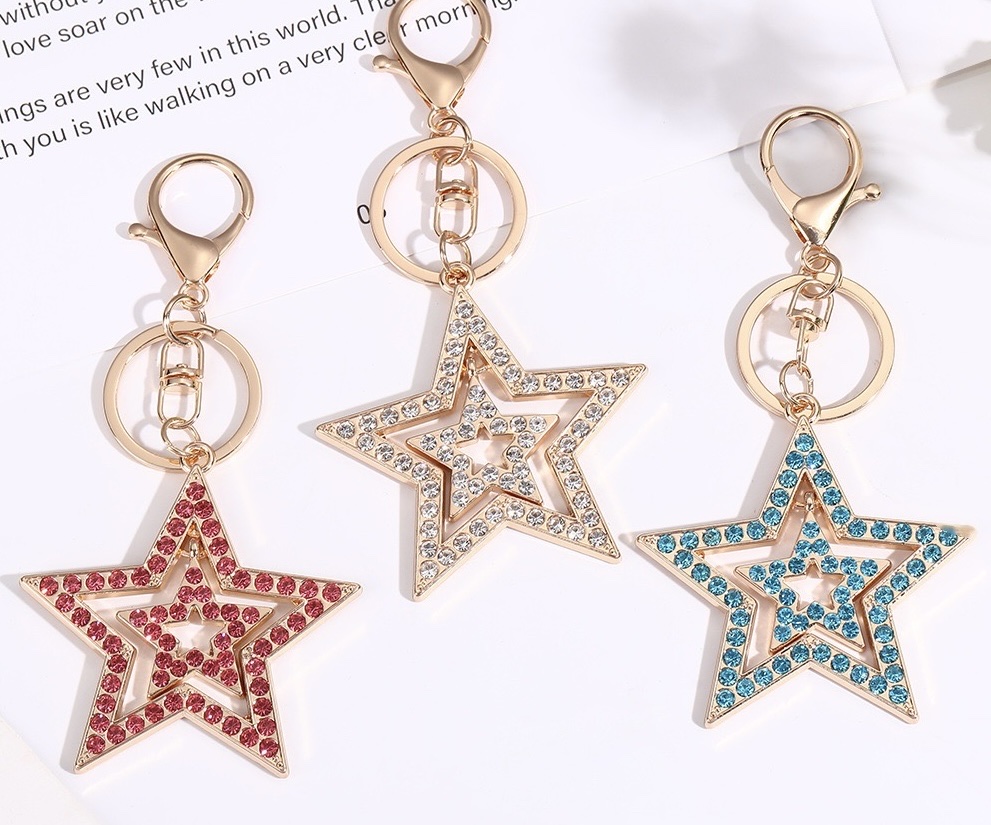 ins风五角星钥匙扣挂件镂空星星合金吊坠包包小挂件创意挂饰挂件 、厂家直销！