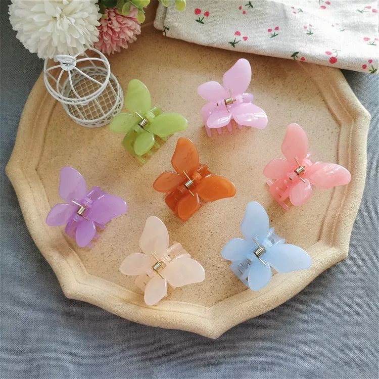韩版新款气质蝴蝶抓夹树脂发夹淑女发饰头饰品小号刘海夹洗澡抓夹产品图