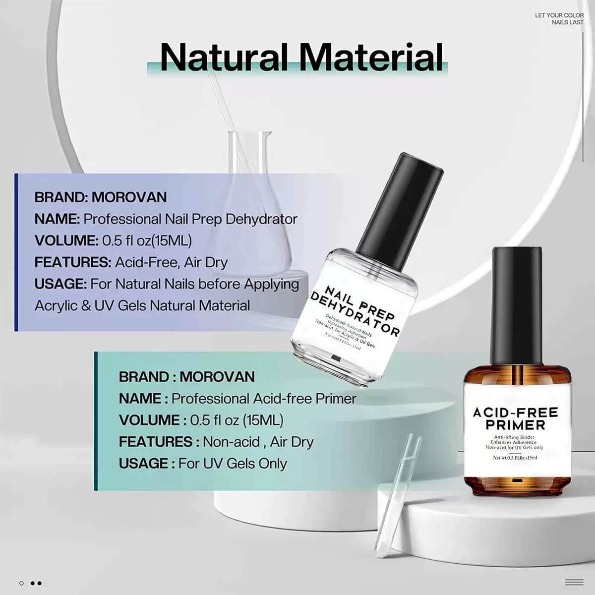 PINKLOVI Nail Art 2-piece Set: Moistening Powder, Anti-lifting Balance Liquid, Acid-free Primer, Reinforcing and long-lasting Nail Art pre-treatment tools pic 5