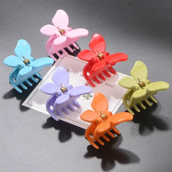 韩版新款气质蝴蝶抓夹树脂发夹淑女发饰头饰品小号刘海夹洗澡抓夹白底实物图