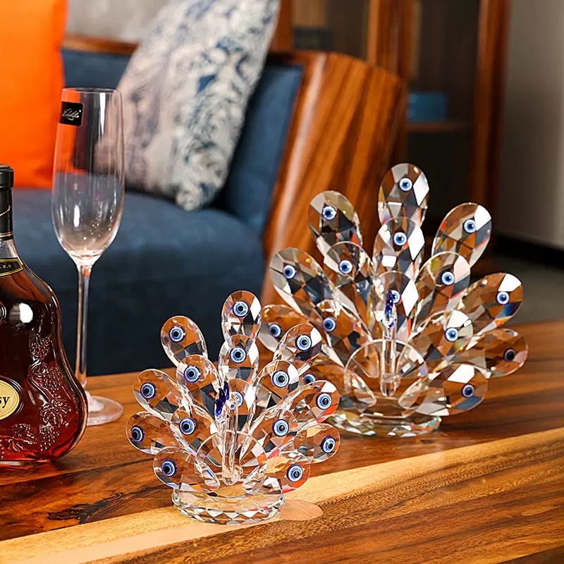 水晶孔雀礼品礼物开业送礼柜子客厅装饰品水晶玻璃摆件详情图5