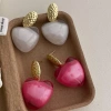 Zhang Yue and Ma always have the same style of white resin large heart-shaped earrings, exaggerated rose pink heart-shaped earrings, stud earrings and earrings for women Specification image
