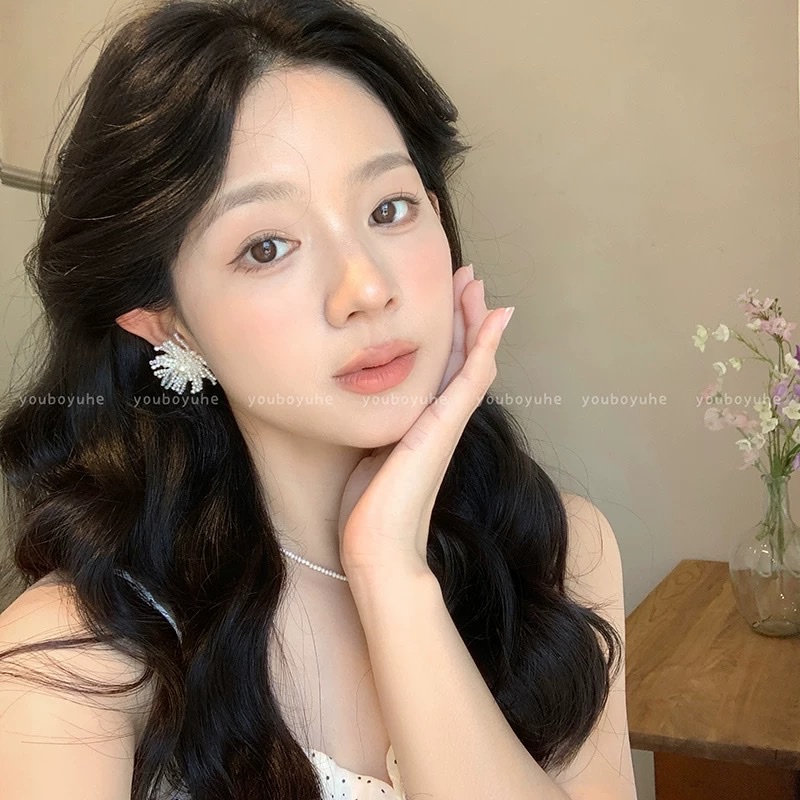 轻奢高级感珍珠烟花耳钉女小众独特设计感耳环精致百搭气质耳饰品
