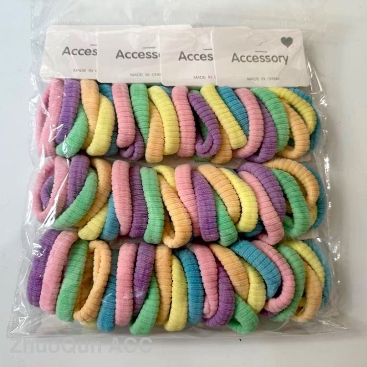 2026 Foreign trade headwear: 4.5-inch bamboo joint, 1-gram, 6 pieces, high-elasticity towel loops, hair bands, hair ties, jacquard