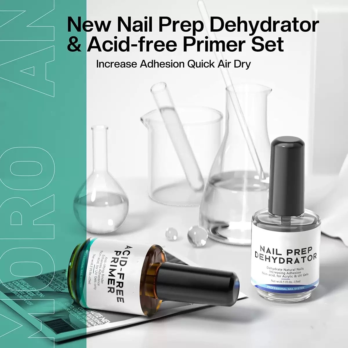 PINKLOVI Nail Art 2-piece Set: Moistening Powder, Anti-lifting Balance Liquid, Acid-free Primer, Reinforcing and long-lasting Nail Art pre-treatment tools pic 3