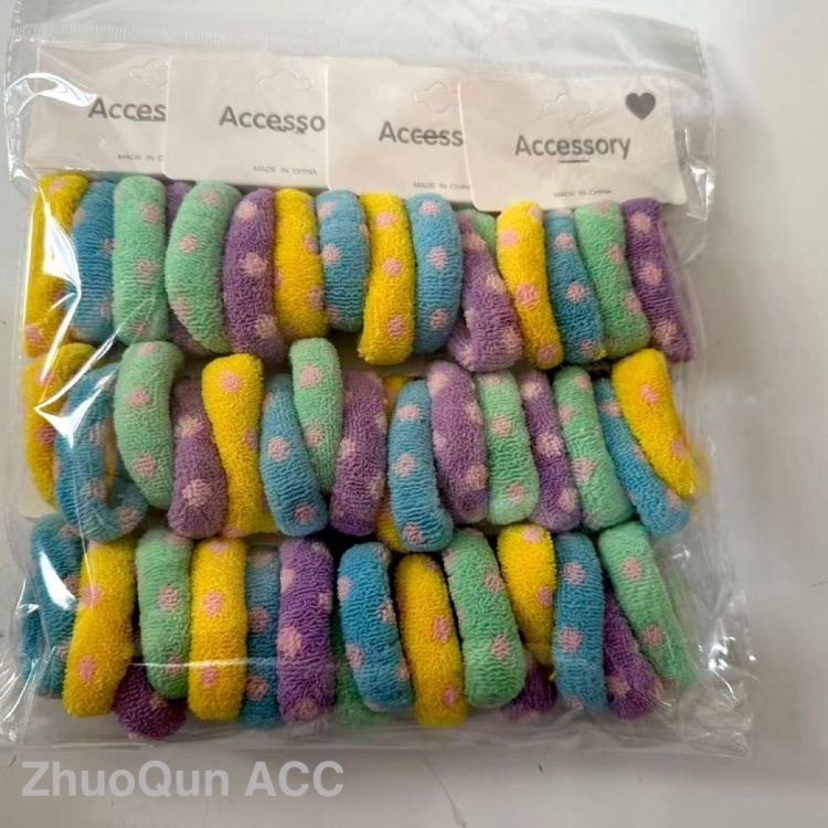 2026 Towel hair tie, color simple hair band, cross-border high elasticity seamless hair tie, 1.4G, 4 upper clips