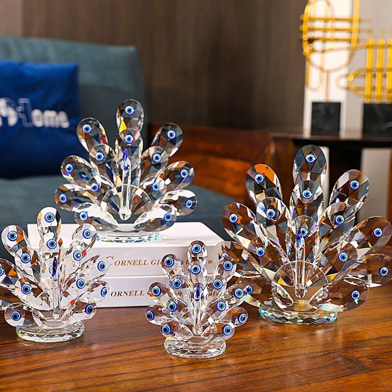 Crystal Peacock gifts, opening gift cabinets, living room decorations, crystal glass ornaments
