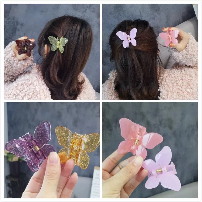 韩版新款气质蝴蝶抓夹树脂发夹淑女发饰头饰品小号刘海夹洗澡抓夹