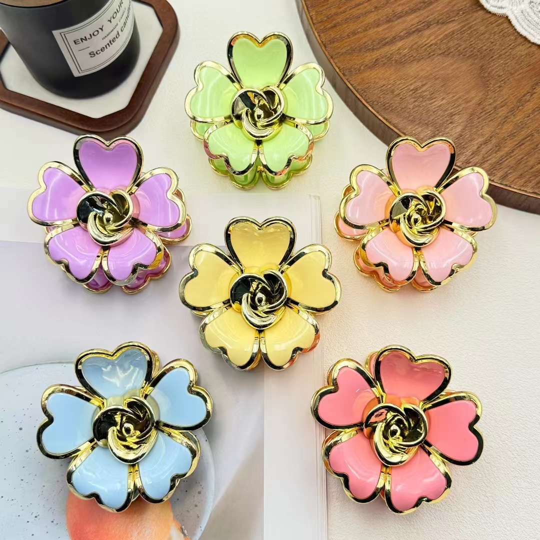 电镀混色鸡蛋花抓夹欧美热销爆款发夹来样定制