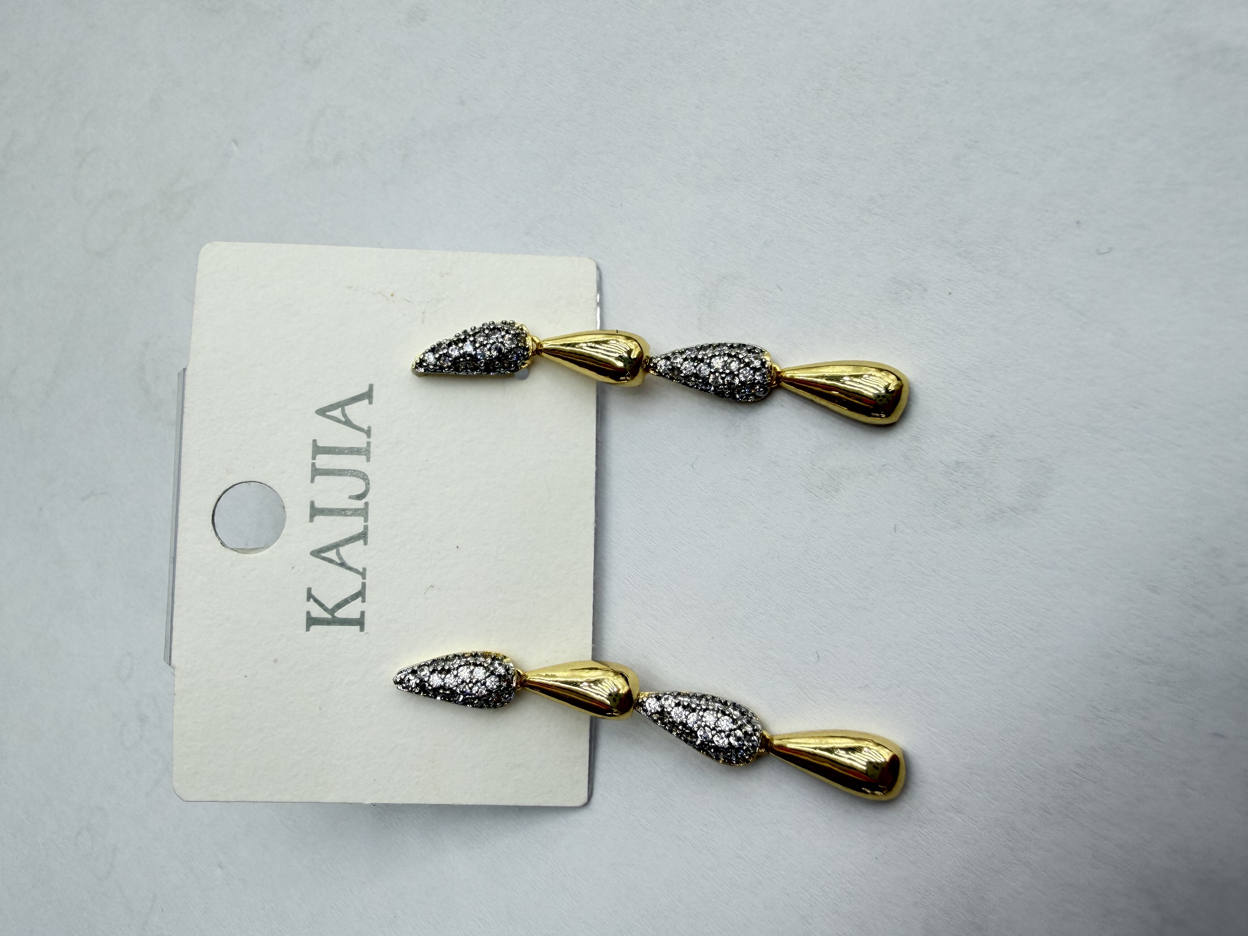 双色水滴设计微镶锆石镀真金