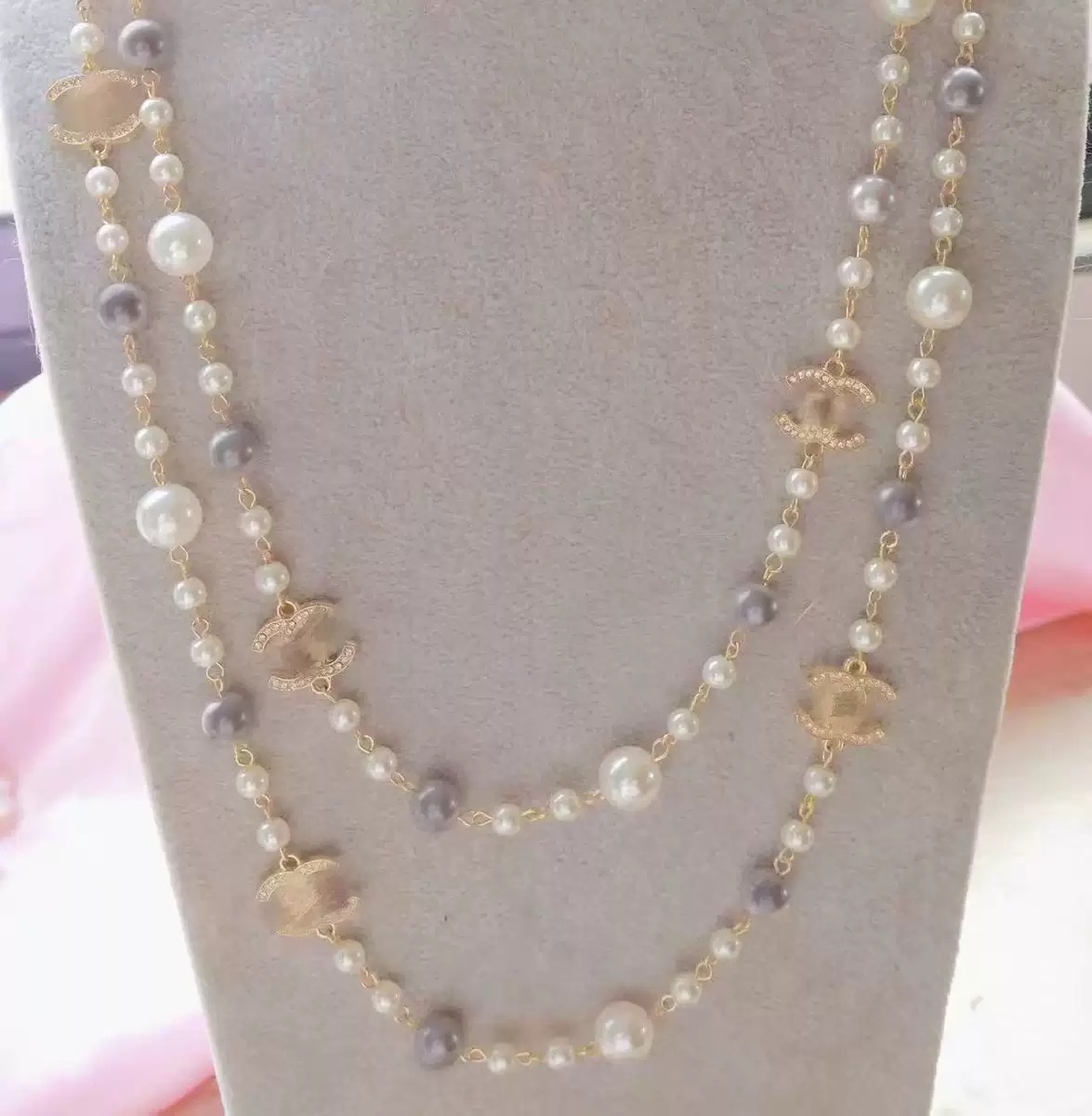 法式小香风珍珠长项链女镶钻滴油日韩秋冬毛衣链叠戴优雅大气 详情图3