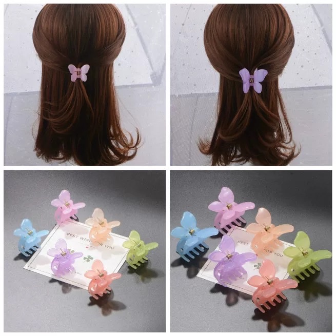 韩版新款气质蝴蝶抓夹树脂发夹淑女发饰头饰品小号刘海夹洗澡抓夹细节图