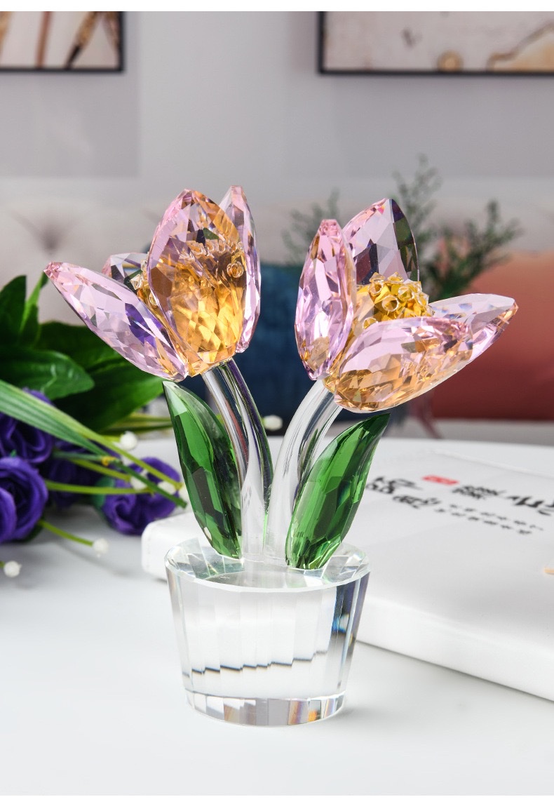 Wholesale crystal tulip ornaments, home decoration accessories, excellent gifts, creative crystal handicrafts Specification image