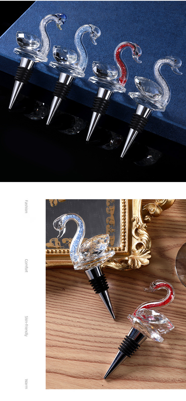 Crystal glass handicrafts and ornaments, swan wine stoppers, bottle stoppers, crystal balls, wine bottle stoppers for household use Specification image