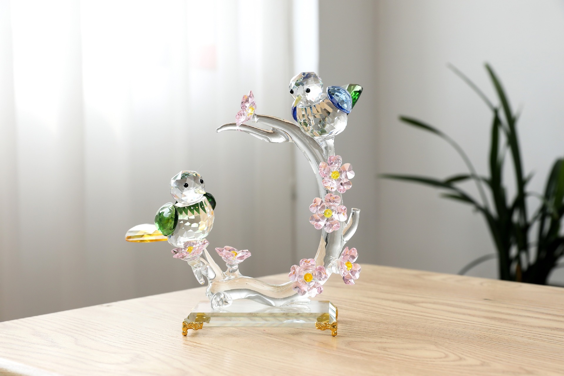 New Chinese-style geometric bird-side craft ornaments, hotel model room, living room, TV, wine cabinet, soft decoration ornaments