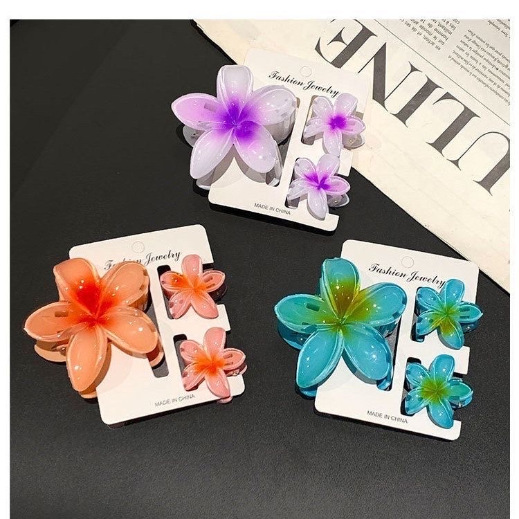 Hair clip frangipani set, flower fashion vacation, shark hair accessory for the back of the head, three-piece set, flower hair clip detail image 3