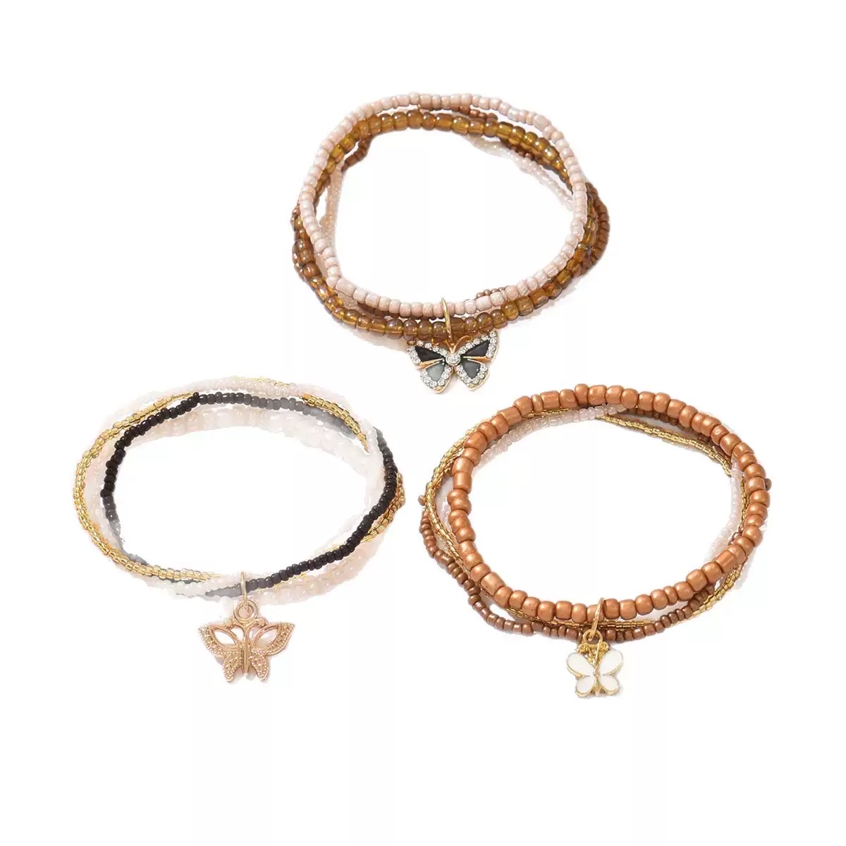 Handcrafted beaded cross-border diamond-encrusted butterfly beaded multi-layer bracelet, retro ins niche high-end style bracelet, fashionable and versatile jewelry for women Specification image