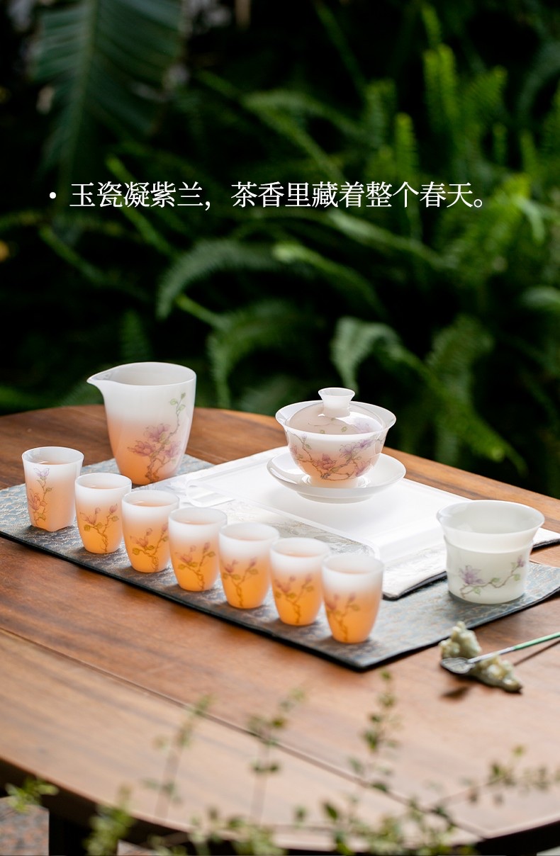 White jade clay hand-painted tea set