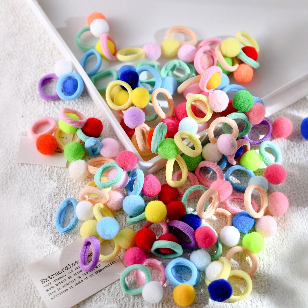 Baby high-elasticity hair band that doesn't damage hair, children's hair tie, small thumb hair band, girls' hairball hair tie, hair accessory