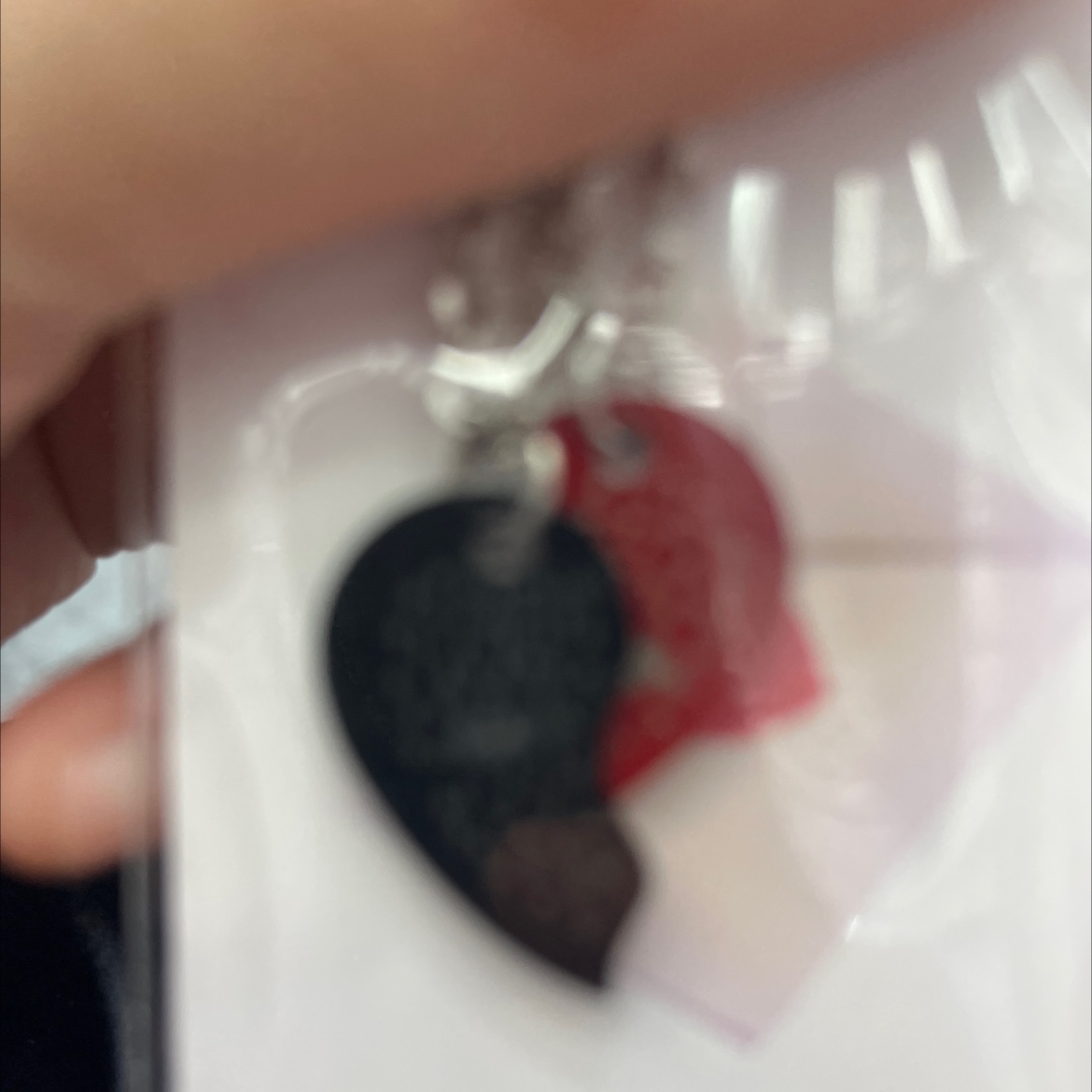 新款韩版时尚简约休闲桃心百搭项链双桃心红黑项链对半挂链项链时尚款