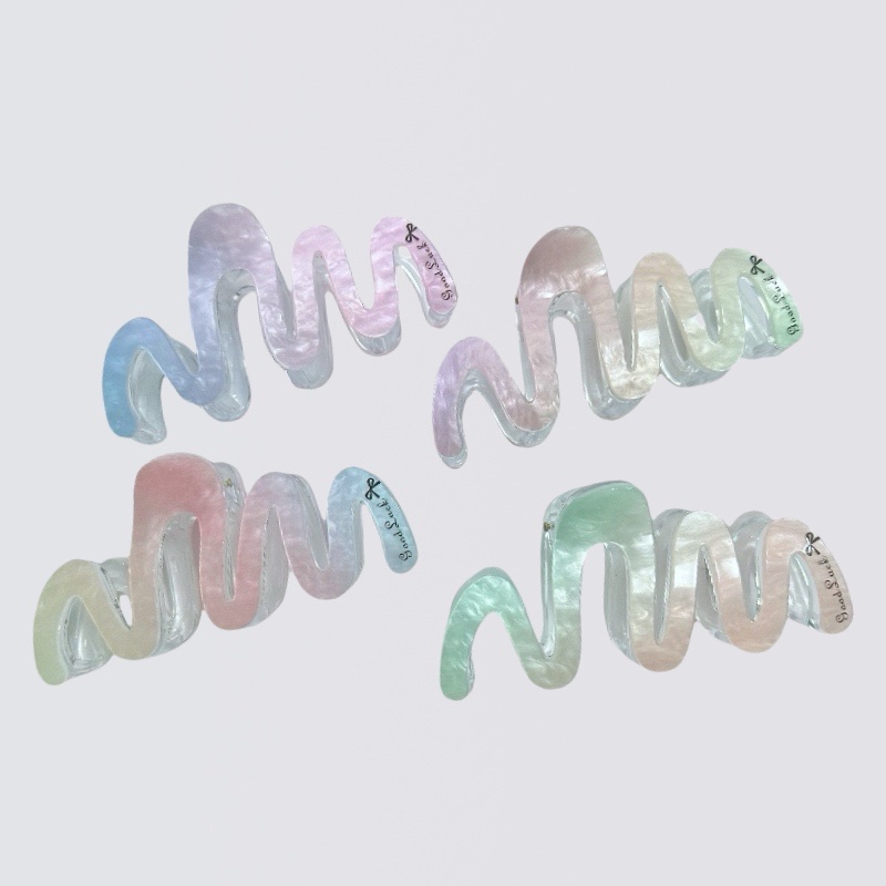 Yumi Accessories acrylic wave gripper, high-end hair clip, large shark clip, back head plate hair clip detail image 1