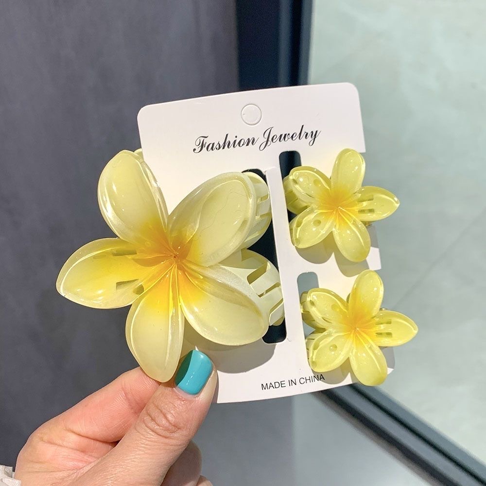 Hair clip frangipani set, flower fashion vacation, shark hair accessory for the back of the head, three-piece set, flower hair clip detail image 6