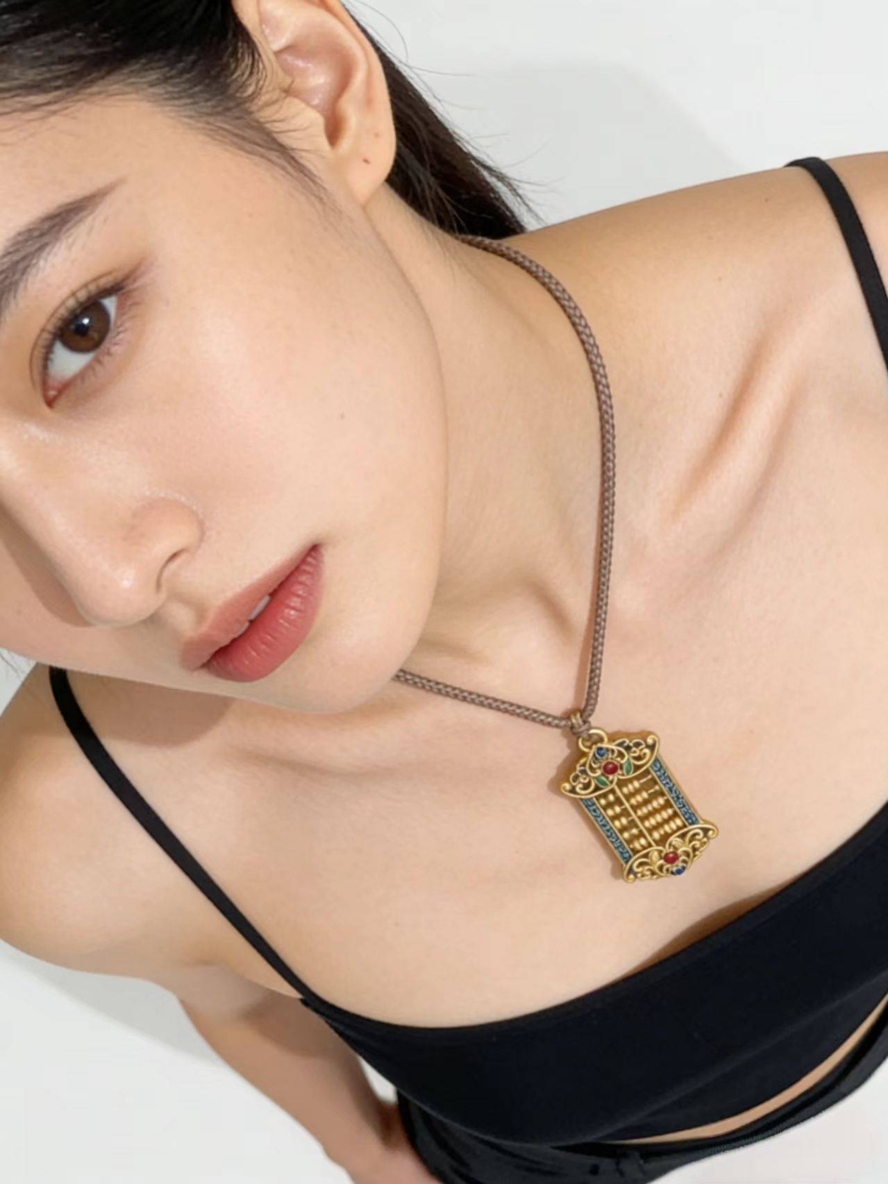 足银999如意算盘珐琅彩吊坠