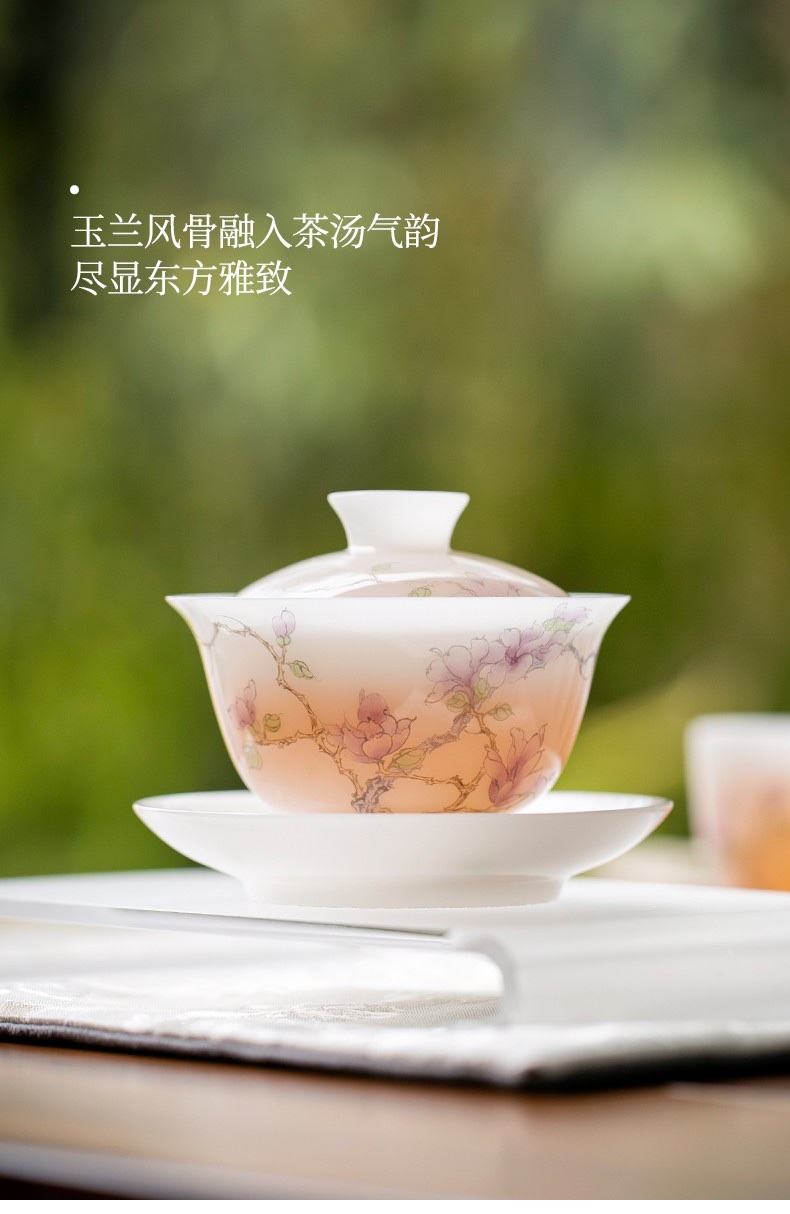 White jade clay hand-painted tea set detail image 6