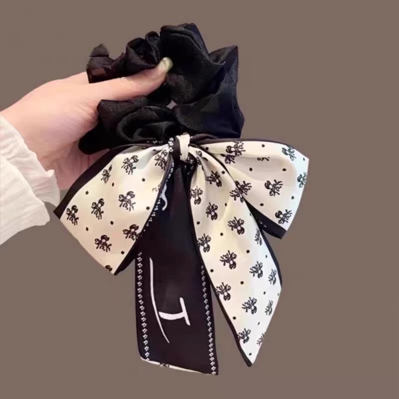 新款蝴蝶结发带女飘带头绳大肠发圈高级感扎头发皮筋发饰发绳