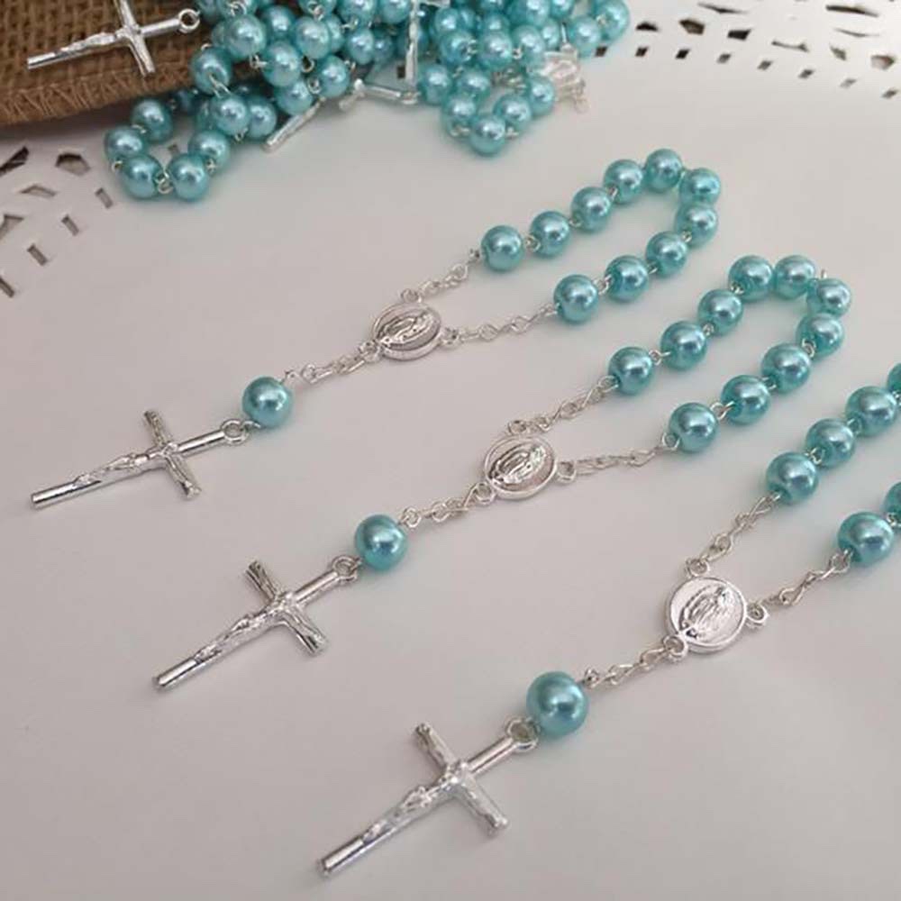 Etsy's best-selling baby glass pearl Christy Communion bracelet gift, a mini prayer bead bracelet with a heart cross Application Scenario