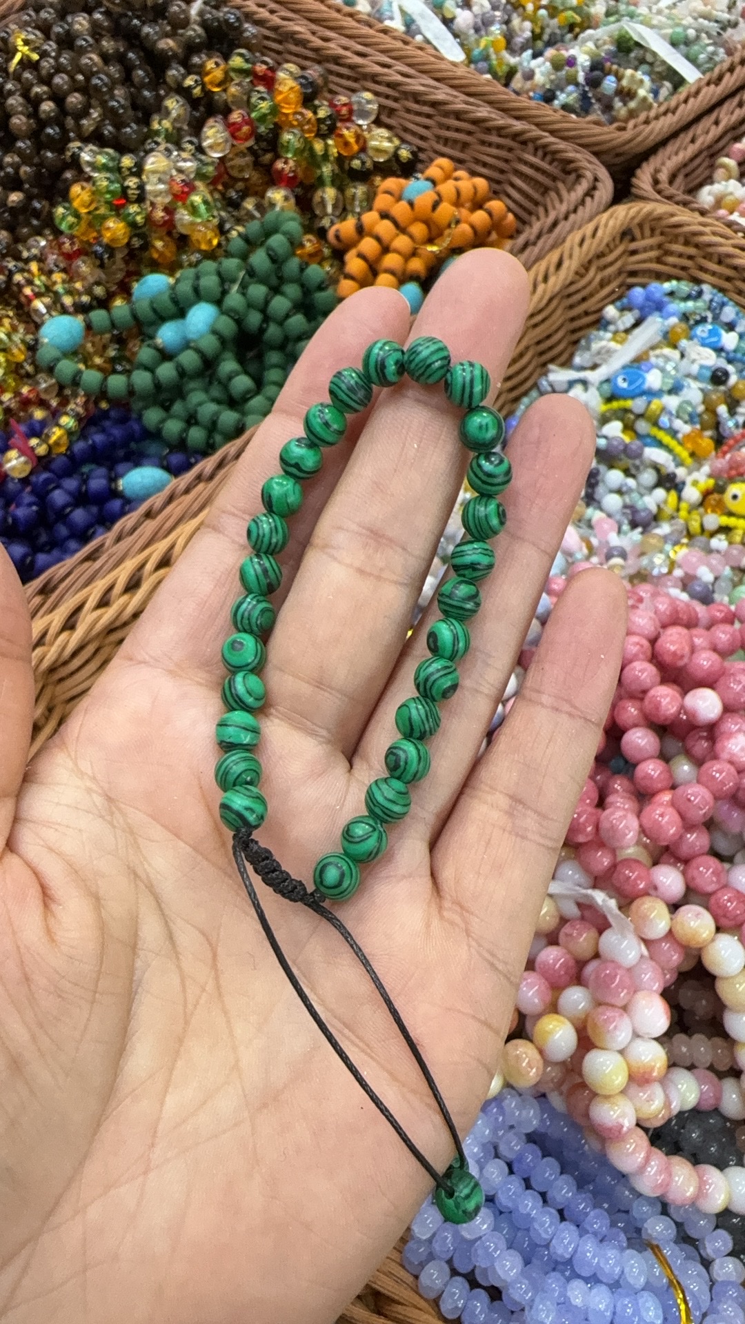 批发编绳手链孔雀石虎眼石手串，跨境电商手链串珠