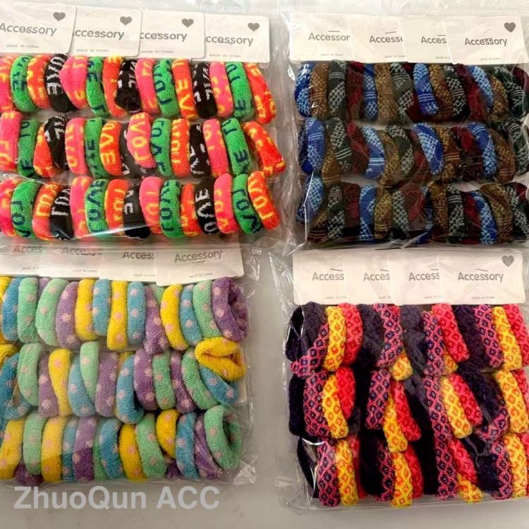 2026 Towel hair tie, color simple hair band, cross-border high elasticity seamless hair tie, 1.4G, 4 upper clips Item Picture