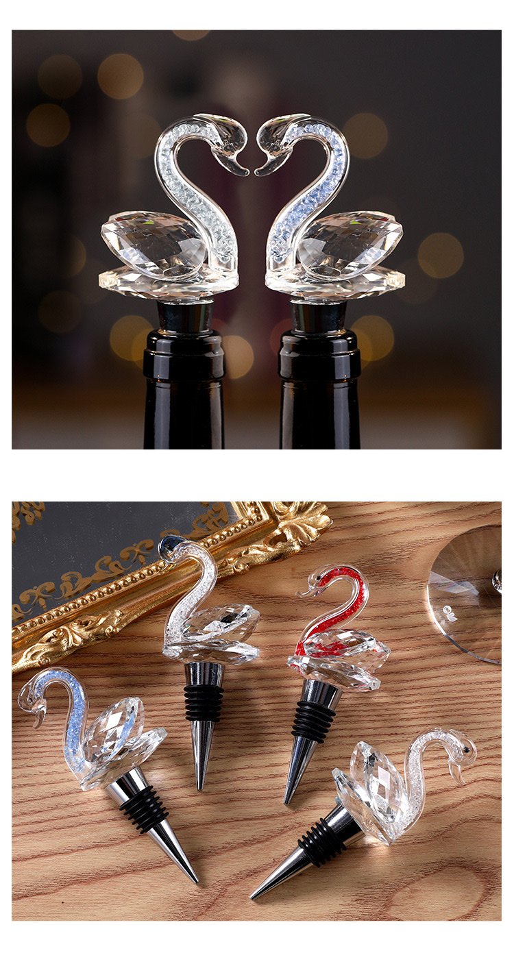 Crystal glass handicrafts and ornaments, swan wine stoppers, bottle stoppers, crystal balls, wine bottle stoppers for household use details Picture