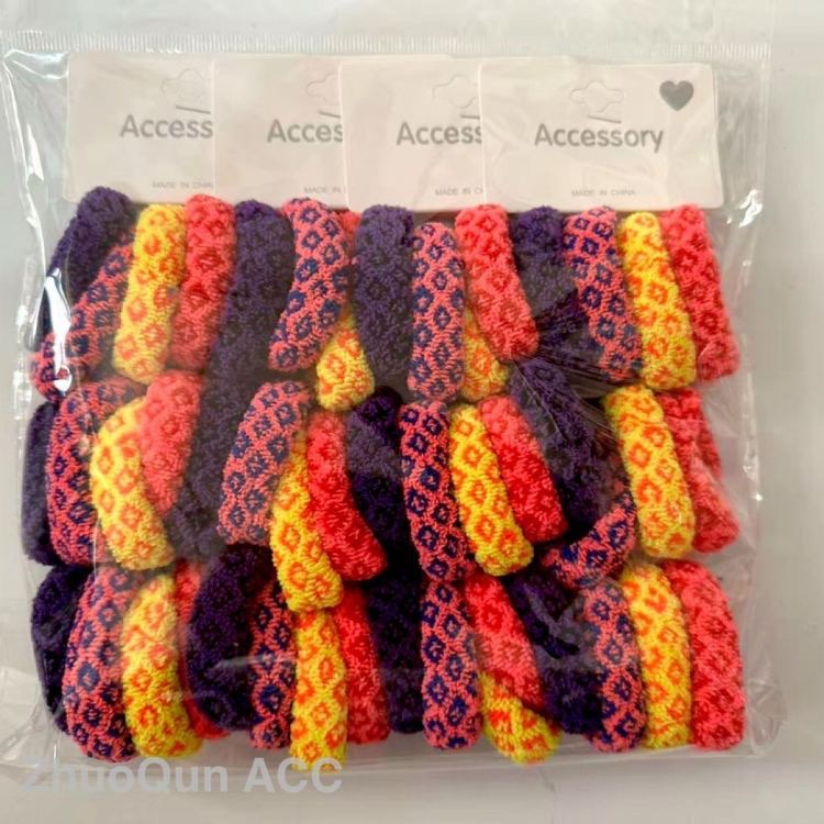 2026 Towel hair tie, color simple hair band, cross-border high elasticity seamless hair tie, 1.4G, 4 upper clips details Picture