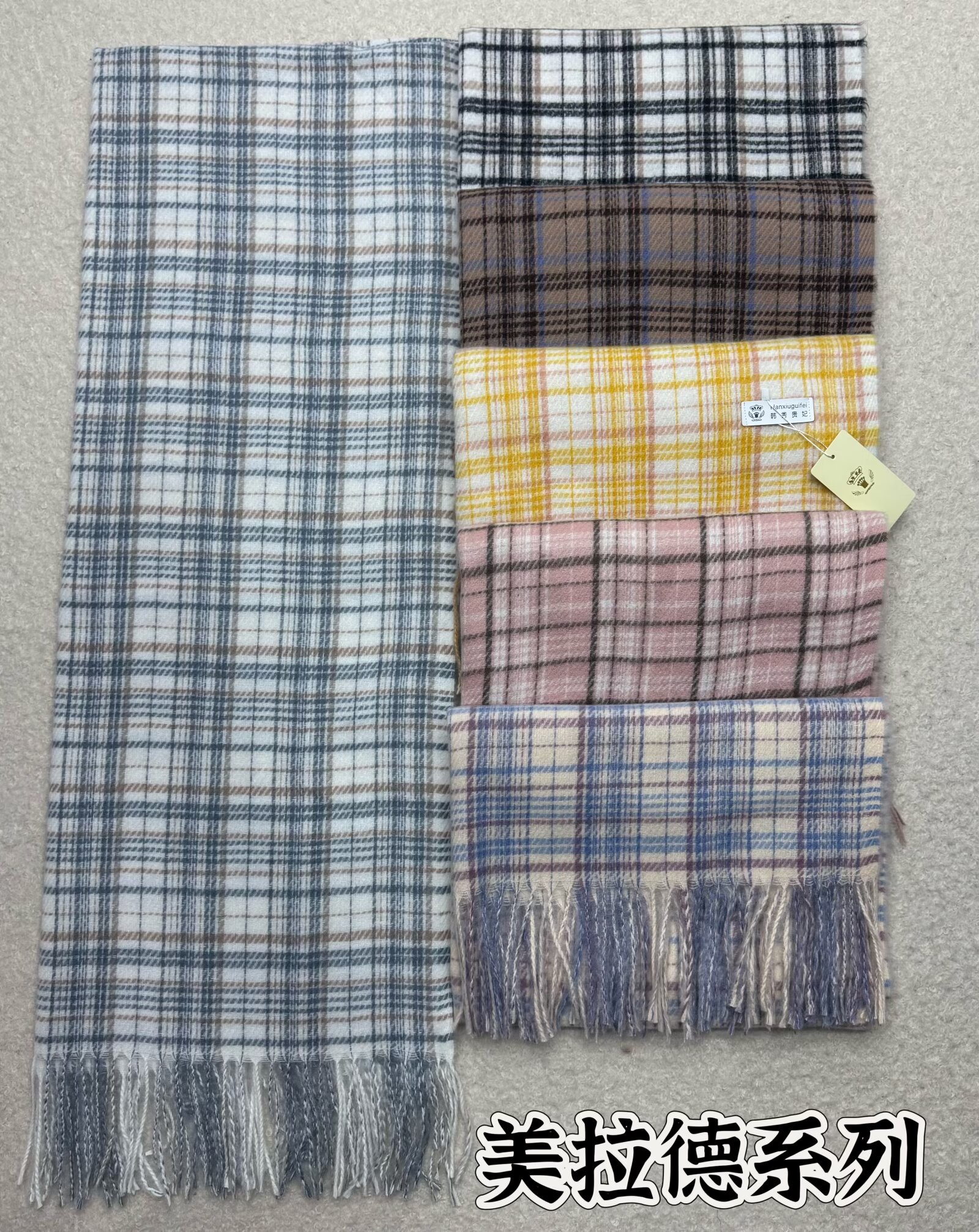 New hot sale New Bestseller Checkered Textured faux Cashmere Scarf Shawl 65*190... 220G Maillard series I need more new styles Application Scenario