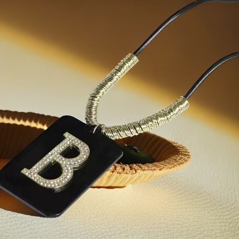 New long women's sweater style, popular leather rope chain letter pendant, popular passion blossom-style decorative necklace and accessory chain Item Picture