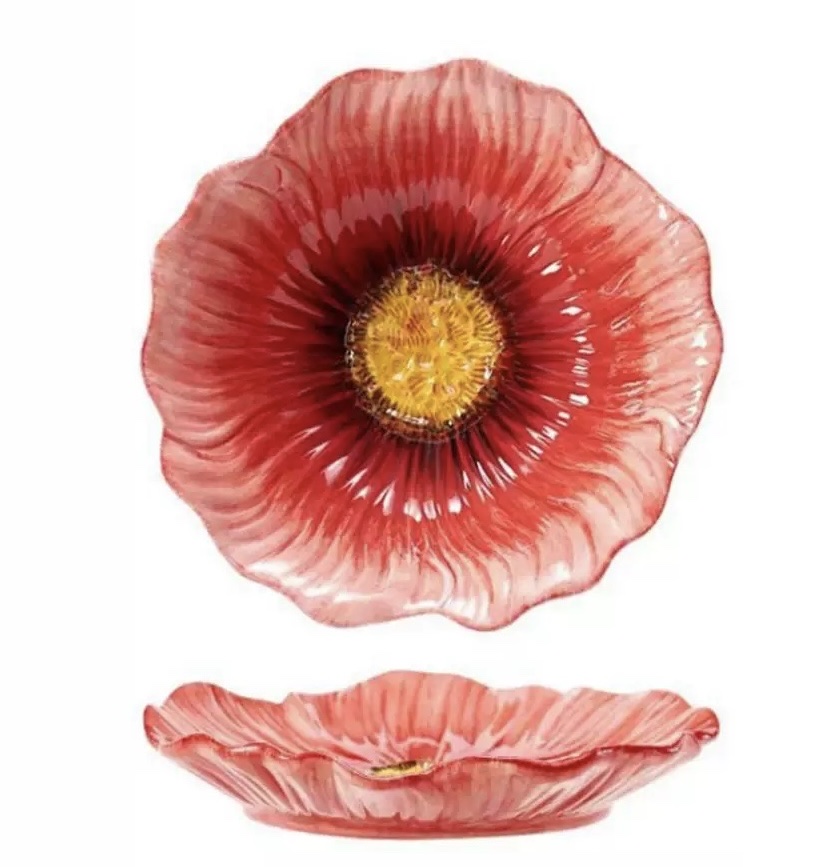 Poppy oven, flower household tray, baking tray, plate, soup bowl, ceramic dessert plate, ceramic tableware details Picture