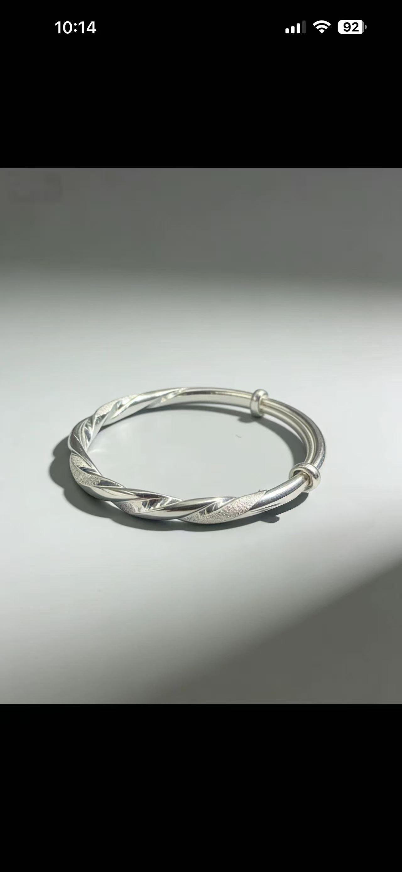 足银999圆肚贴花推拉手镯