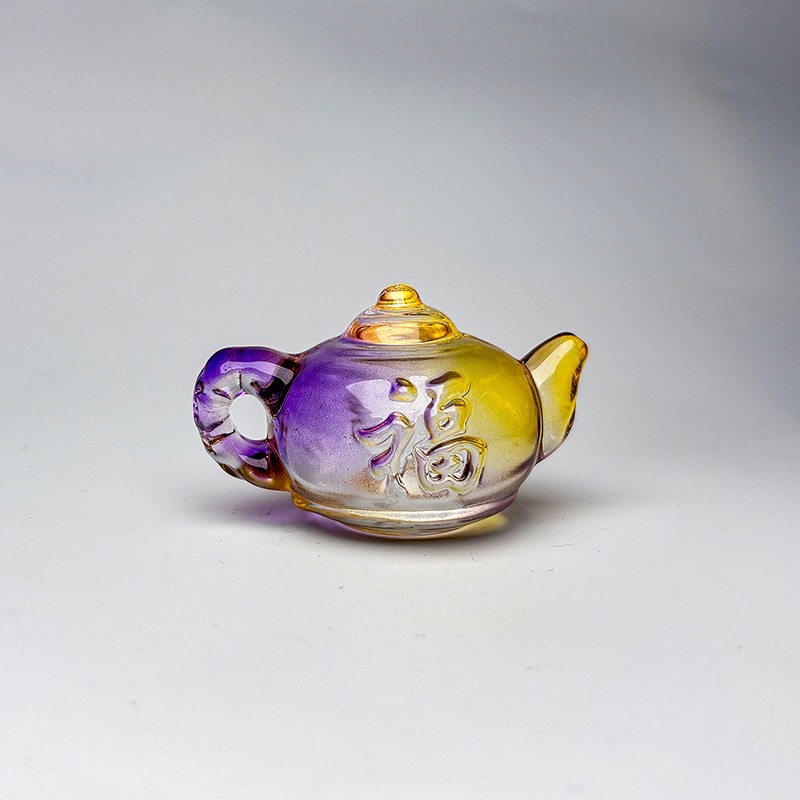 琉璃茶壶摆件打麻将赢钱文玩手把件招财礼品家居装饰黄水晶把把壶 详情图5