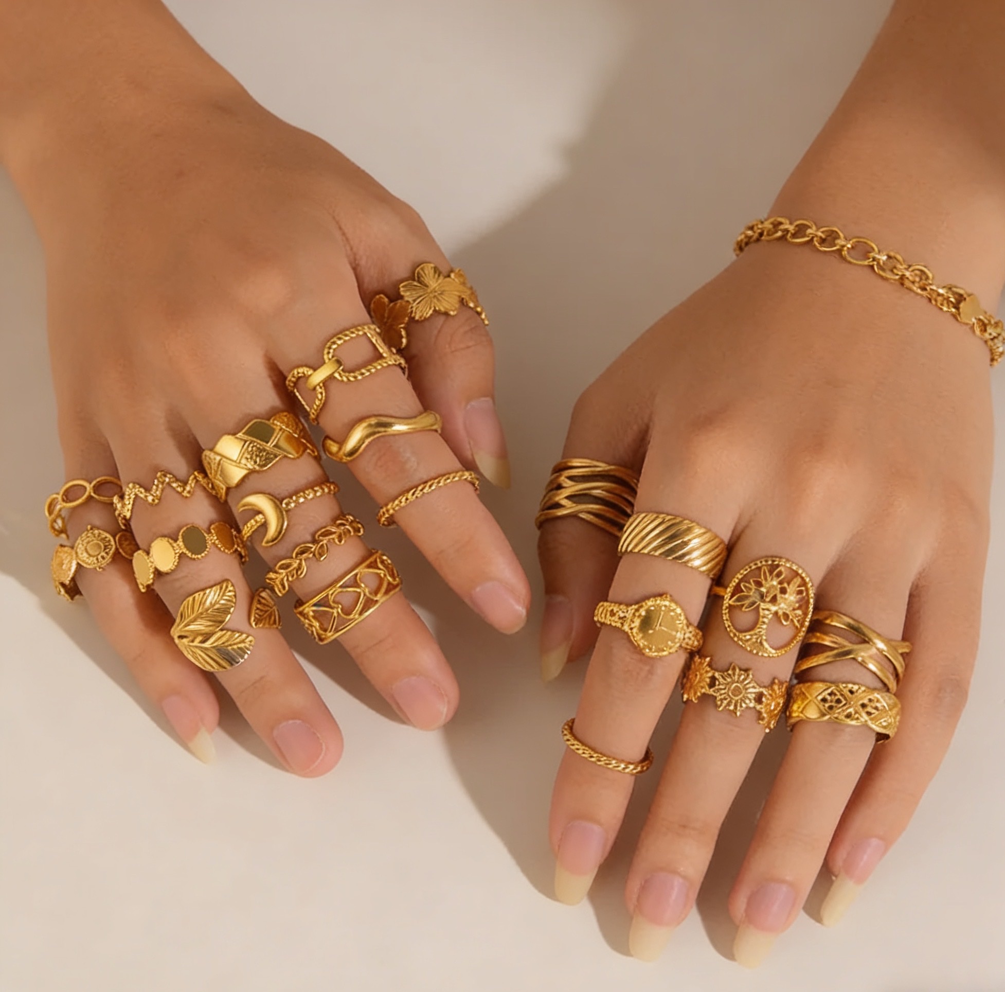 外贸时尚ins风简约不锈钢戒指镀金不规则几何不锈钢女士饰品热销