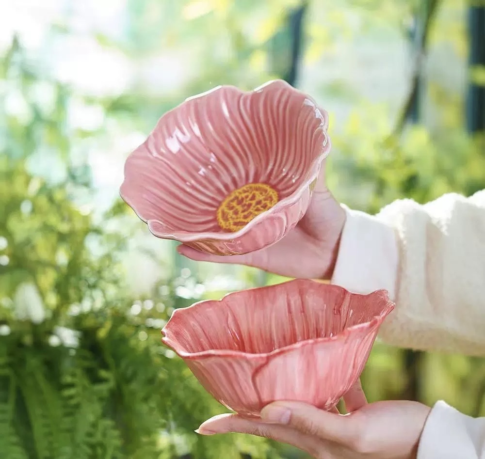 Poppy oven, flower household tray, baking tray, plate, soup bowl, ceramic dessert plate, ceramic tableware Specification image
