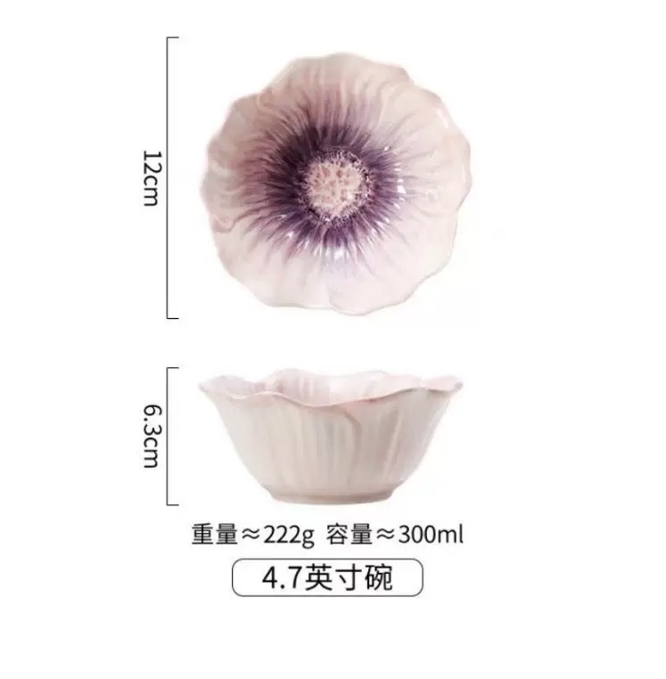 Poppy oven, flower household tray, baking tray, plate, soup bowl, ceramic dessert plate, ceramic tableware detail image 2
