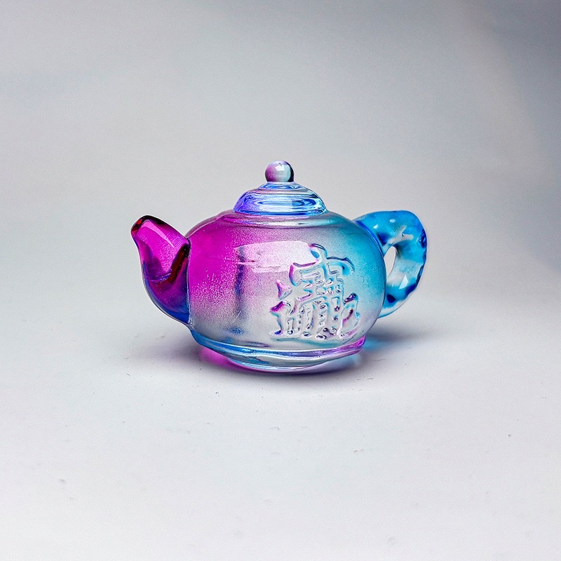 Glazed teapot ornaments for playing mahjong to win money, cultural collectibles, handlebars, gifts for attracting wealth, home decorations, yellow crystal handles and teapots