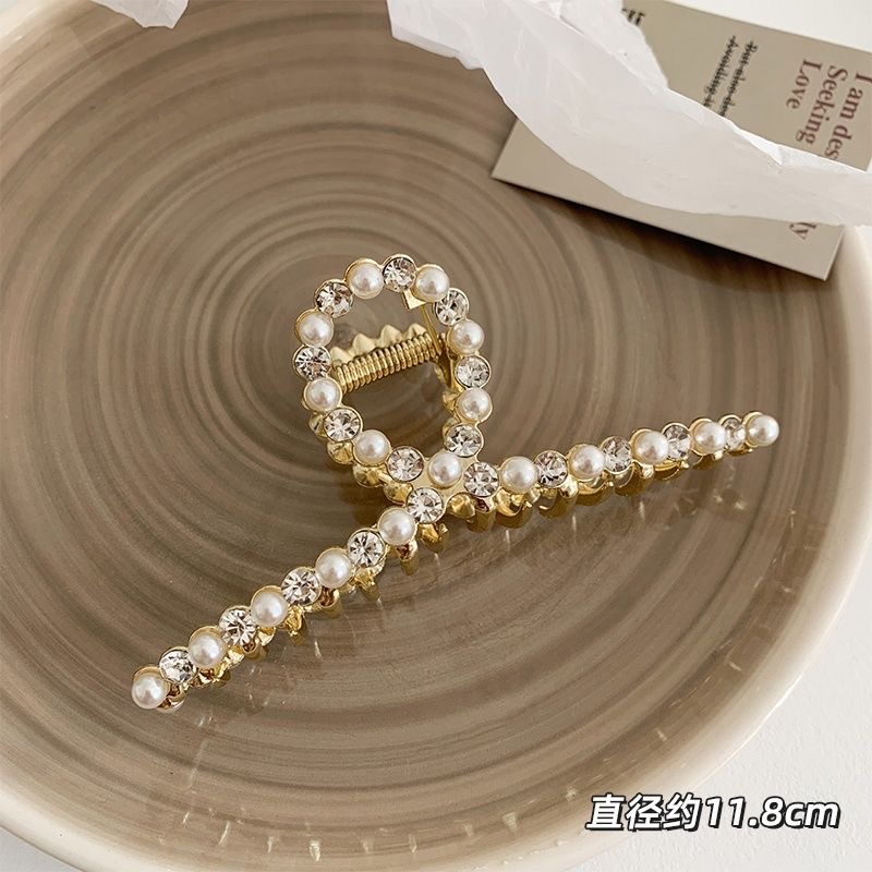 Korean water diamond ins pearl hair clips for women's back of the head, large scratch-off hair clips, top clips, shark clips, headwear
