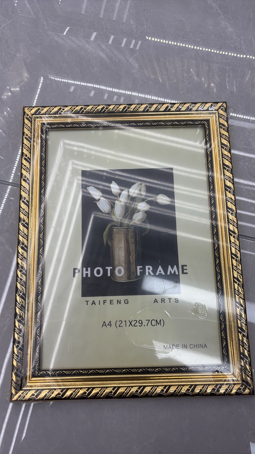 A4欧式金边相框 轻奢复古挂墙摆台两用 照片装裱画框