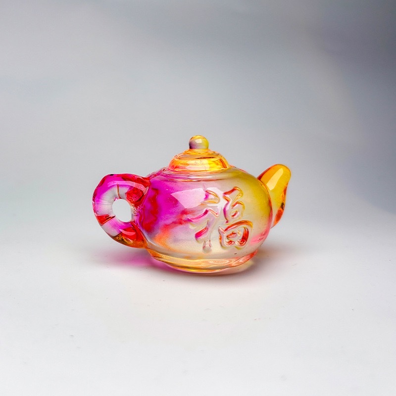 琉璃茶壶摆件打麻将赢钱文玩手把件招财礼品家居装饰黄水晶把把壶 详情图2