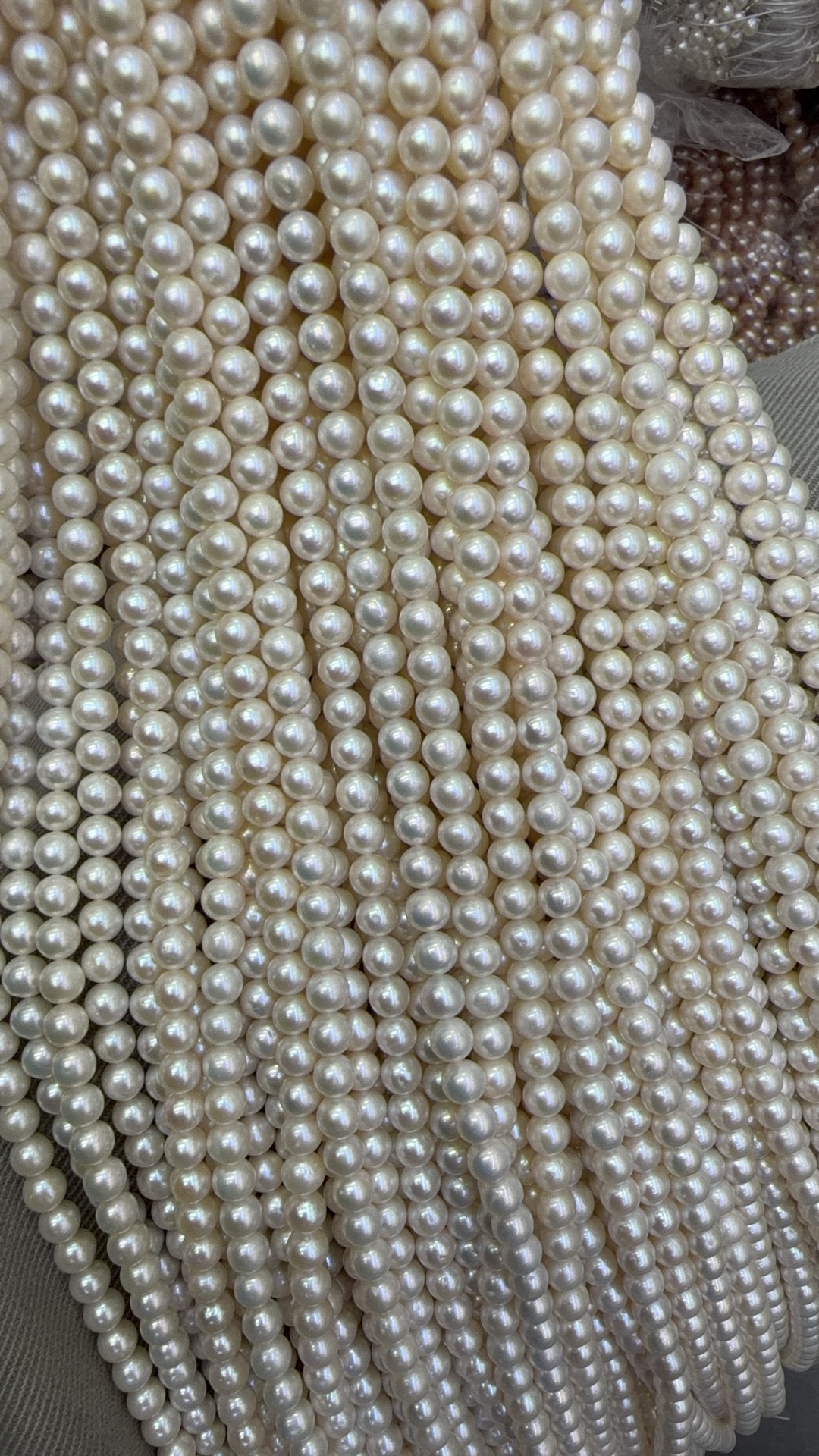 天然淡水珍珠5mm近正圆无暇极光半成品diy项链白亮